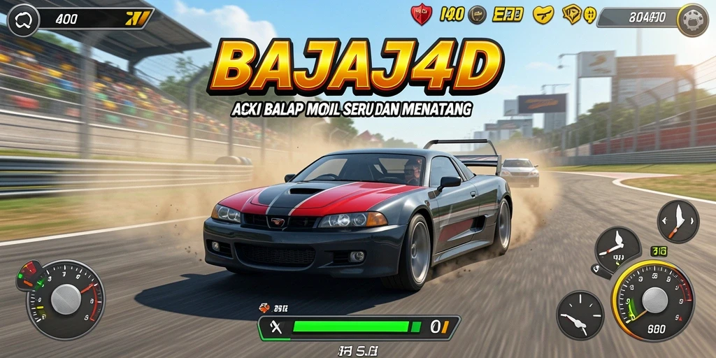 Tampilan gameplay balap mobil yang mendebarkan dan seru.