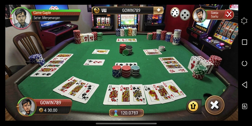 Screenshot utama GOWIN789 menampilkan gameplay Gaple yang menarik.