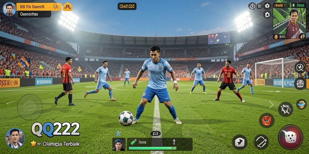 Menampilkan pertandingan seru dalam gameplay olahraga QQ222.