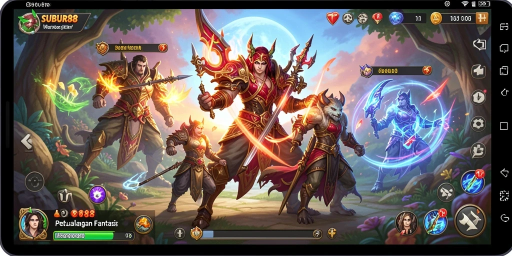 Menggambarkan aksi seru dalam gameplay RPG SUBUR88.