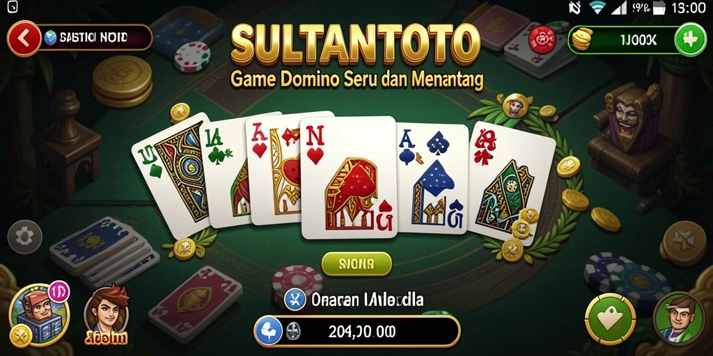 Tampilan gameplay menarik dari SULTANTOTO dengan fitur domino yang seru.